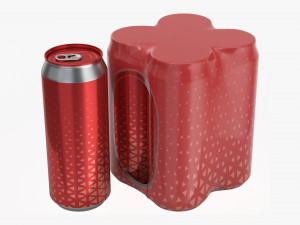 packaging wrapping for standard four 500ml beverage soda beer cans Modelo 3D