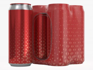 pembungkus kemasan untuk empat kaleng bir soda minuman standar 500ml Model 3D
