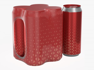 packaging wrapping for standard four 500ml beverage soda beer cans 3Dモデル