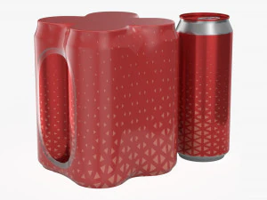 pembungkus kemasan untuk empat kaleng bir soda minuman standar 500ml Model 3D