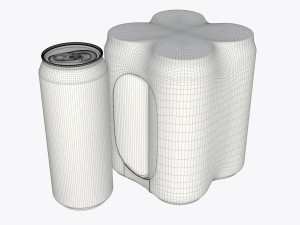 packaging wrapping for standard four 500ml beverage soda beer cans 3Dモデル