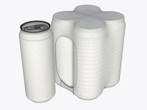 pembungkus kemasan untuk empat kaleng bir soda minuman standar 500ml Model 3D