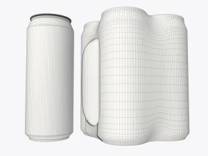 pembungkus kemasan untuk empat kaleng bir soda minuman standar 500ml Model 3D