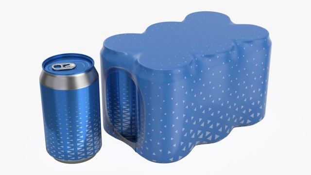 packaging wrapper for standard six 330ml beverage soda beer cans 3D Model .c4d .max .obj .3ds .fbx .stl .blend 