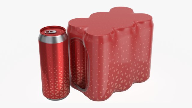 packaging wrapper for standard six 500ml beverage soda beer cans Modelo 3D .c4d .max .obj .3ds .fbx .stl .blend 