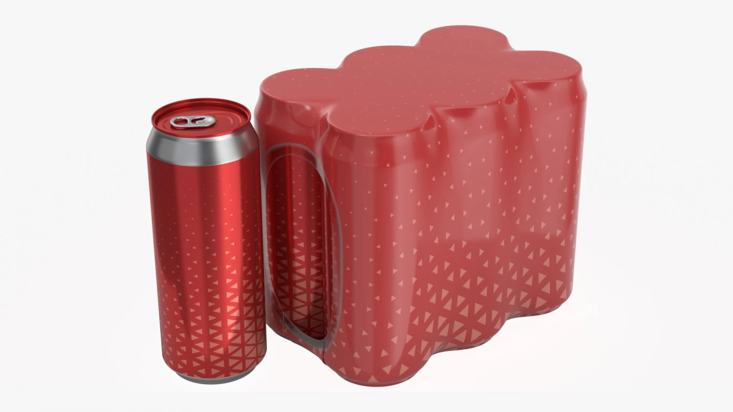 packaging wrapper for standard six 500ml beverage soda beer cans 3D Model .c4d .max .obj .3ds .fbx .stl .blend