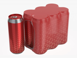 packaging wrapper for standard six 500ml beverage soda beer cans 3D Model