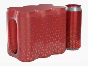 packaging wrapper for standard six 500ml beverage soda beer cans 3D Model