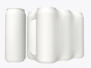 packaging wrapper for standard six 500ml beverage soda beer cans 3D Model