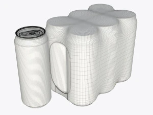 packaging wrapper for standard six 500ml beverage soda beer cans 3D Model