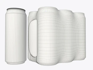 packaging wrapper for standard six 500ml beverage soda beer cans 3D Model