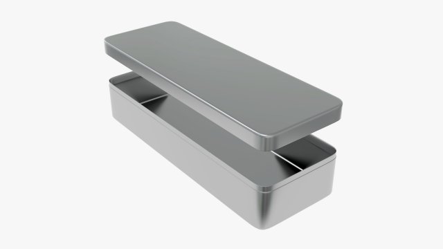 metal tin box rectangular shape Modèle 3D .c4d .max .obj .3ds .fbx .stl .blend 