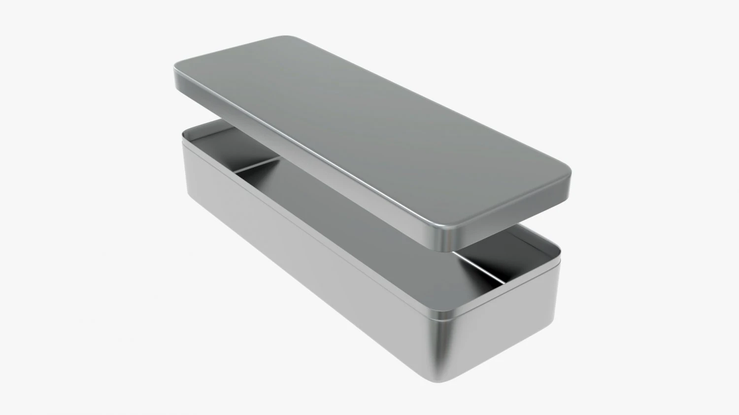 metal tin box rectangular shape 3D Model .c4d .max .obj .3ds .fbx .stl .blend