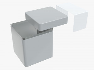metal tin can rectangular with label Modèle 3D