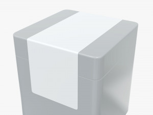 metal tin can rectangular with label Modèle 3D