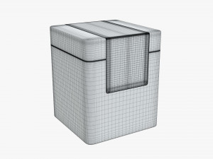 metal tin can rectangular with label Modèle 3D