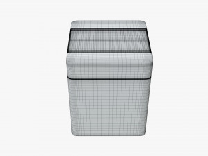 metal tin can rectangular with label Modèle 3D