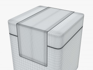 metal tin can rectangular with label Modèle 3D