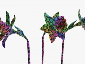 narcissus purple flower single 3D Model
