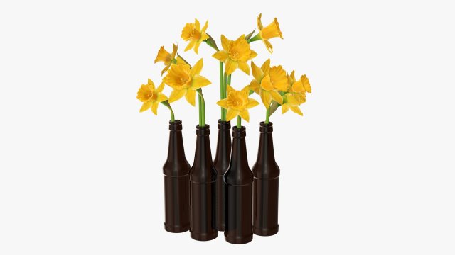 narcissus flower in a bottle vase 3D मॉडल .c4d .max .obj .3ds .fbx .stl .blend 