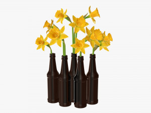 narcissus flower in a bottle vase Model 3D
