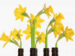 narcissus flower in a bottle vase 3D मॉडल