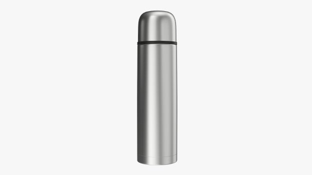 thermos with cup large stainless steel Modello 3D .c4d .max .obj .3ds .fbx .stl .blend 
