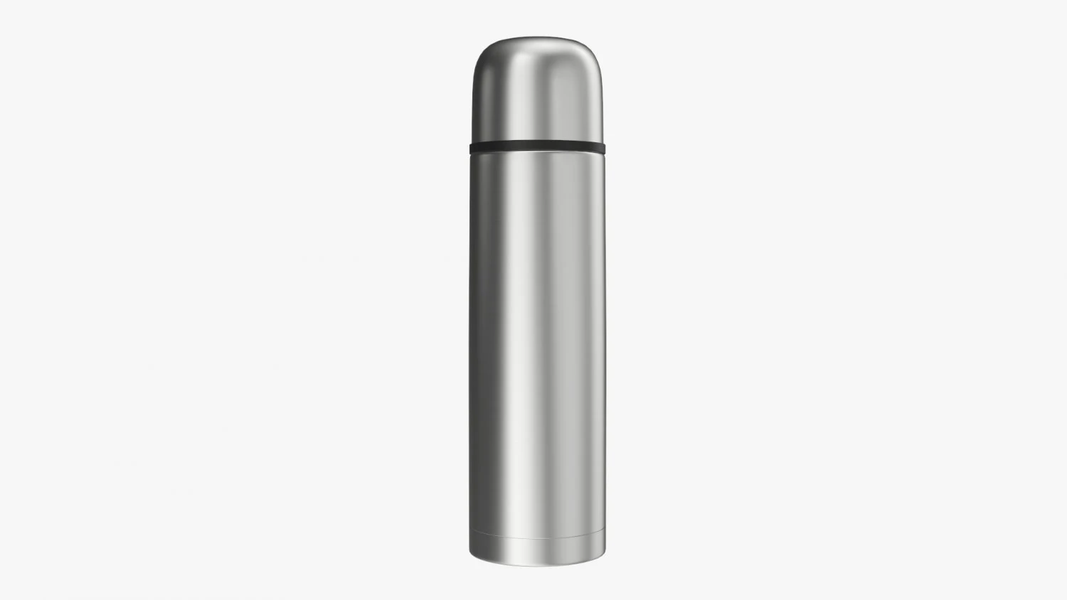 thermos with cup large stainless steel 3D Model .c4d .max .obj .3ds .fbx .stl .blend 