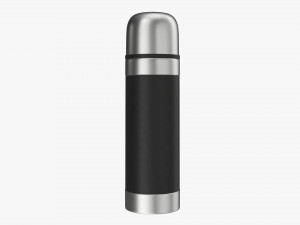 thermos with cup and holder large stainless steel 3D Model