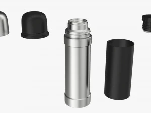 thermos with cup and holder large stainless steel 3D Model