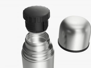 thermos with cup and holder large stainless steel 3D Model