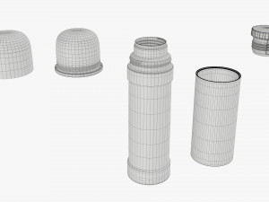 thermos with cup and holder large stainless steel 3D 모델
