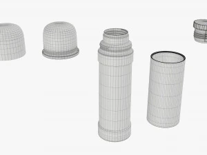 thermos with cup and holder large stainless steel 3D Model