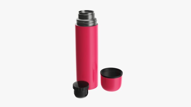 thermos with cup opened large stainless steel Modello 3D .c4d .max .obj .3ds .fbx .stl .blend 