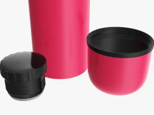 thermos with cup opened large stainless steel 3D Model