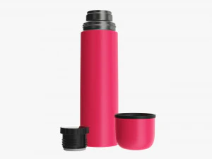 thermos with cup opened large stainless steel 3D Model