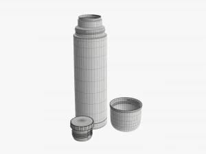 thermos with cup opened large stainless steel 3D Model