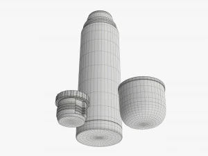 thermos with cup opened large stainless steel 3D Model