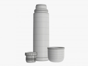 thermos with cup opened large stainless steel Modello 3D