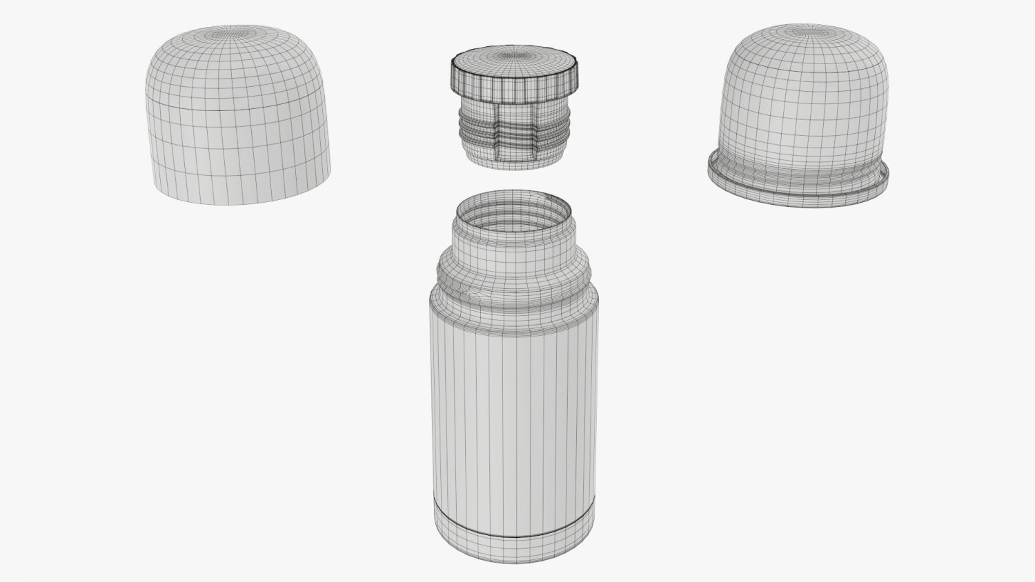 Thermos stainless steel with cup small 3D model