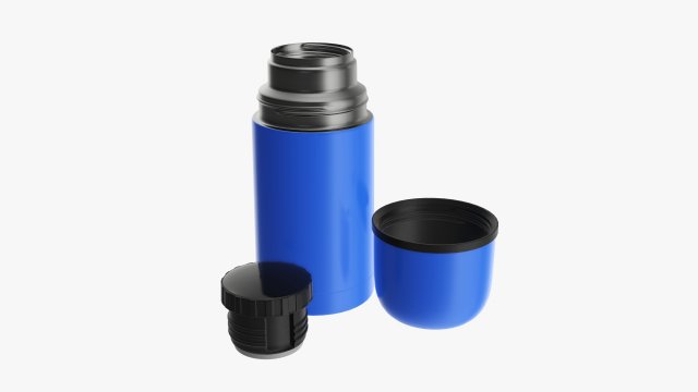 thermos with cup opened stainless steel small 3D in