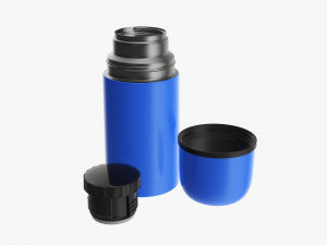 thermos with cup opened stainless steel small 3D Model