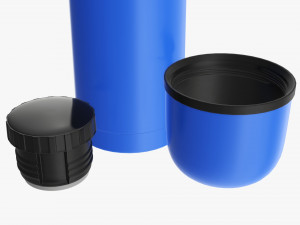 thermos with cup opened stainless steel small 3D Модель