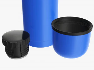 thermos with cup opened stainless steel small 3D Model