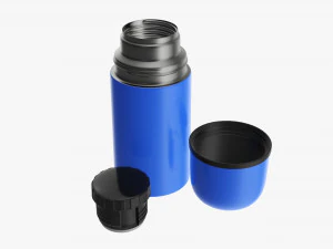 thermos with cup opened stainless steel small 3D Model