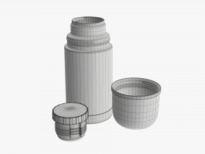 thermos with cup opened stainless steel small 3D Модель