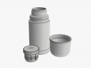 thermos with cup opened stainless steel small 3D Model