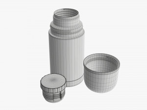 thermos with cup opened stainless steel small 3D Модель
