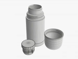 thermos with cup opened stainless steel small 3D Model