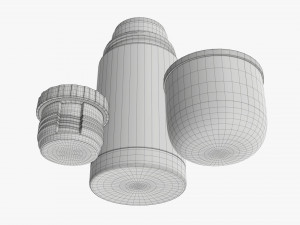 thermos with cup opened stainless steel small 3D Модель